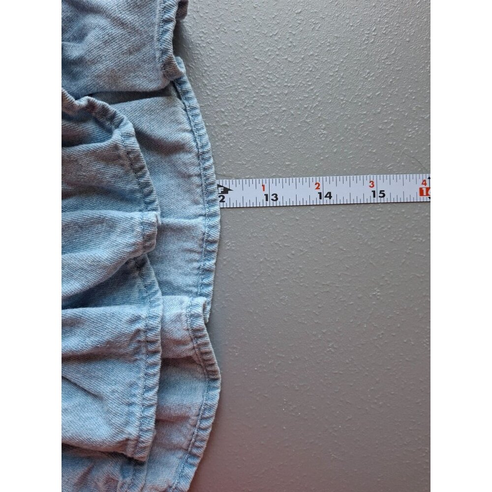 American Eagle Ruffle Denim Crop Top Womens Small  Blue Stretch Summer - Picture 7 of 7